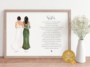 Personalised gift for sister who is bridesmaid at your wedding