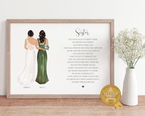 Personalised gift for sister who is bridesmaid at your wedding