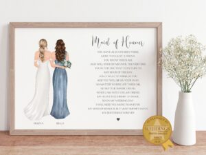 Personalised Print for Maid of Honour from the Bride