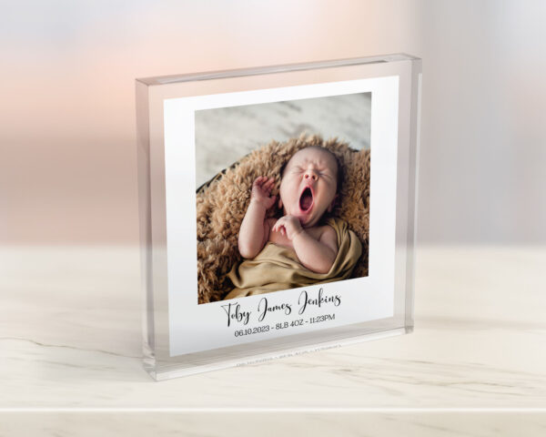 New Baby Boy Polaroid Photo Block