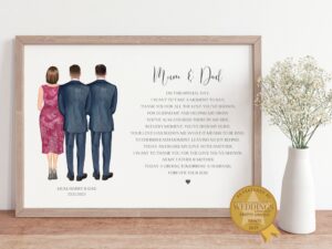 Personalised Print for The Parents Of The Groom on His Wedding Day