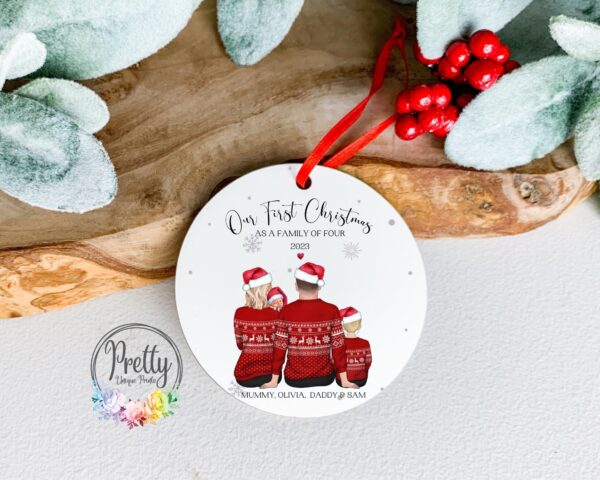 Personalised Family of Four Christmas Bauble