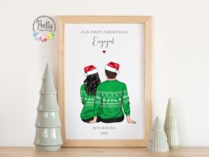 Our First Christmas Engaged Gift. Personalised Engagement Gift.