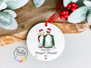 Merry and Married Christmas Bauble for Newlyweds