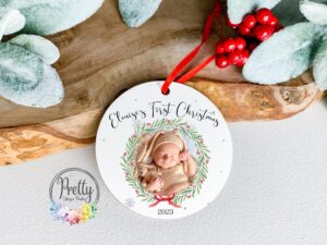 First Christmas Bauble for New Baby included photo