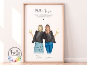 Personalised Mother in Law Print With x2 female characters and a Mother in law quote.