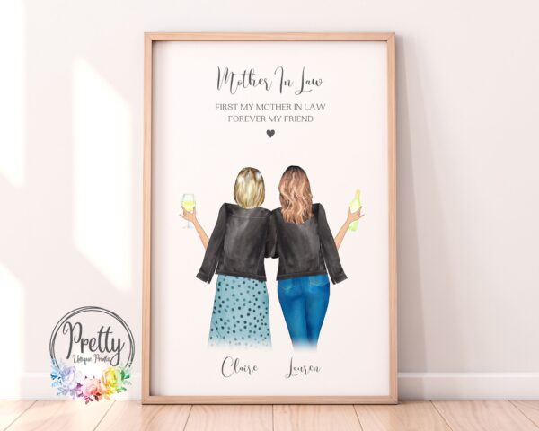 Personalised Mother in Law Print With x2 female characters and a Mother in law quote.