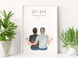 Same sex Couple Gift, Personalised Couple Print for Engagement, Marriage, Anniversary