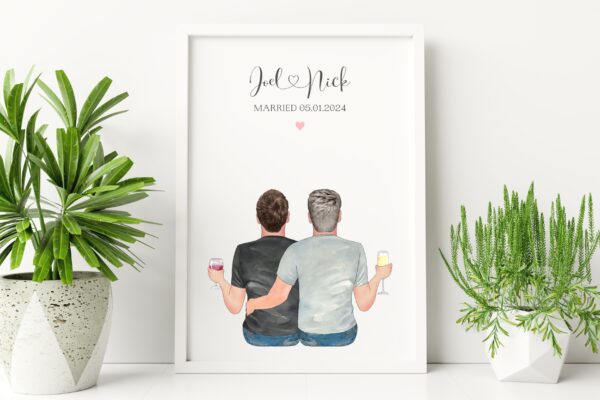 Same sex Couple Gift, Personalised Couple Print for Engagement, Marriage, Anniversary