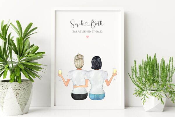 Same sex Couple Gift, Personalised Couple Print for Engagement, Marriage, Anniversary
