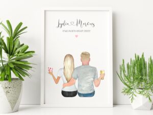 Personalised Gift for Couples. Personalised Couple Image with choices of Married, Engaged or established date