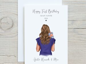 Auntie Carrying Baby Birthday Card