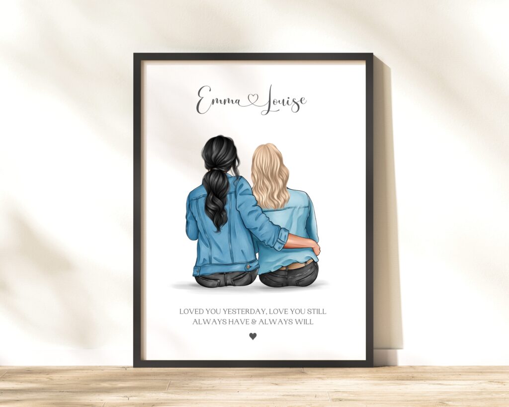 Personalised Lesbian couple Print, Same Sex couple gift, Gift For Girlfriend