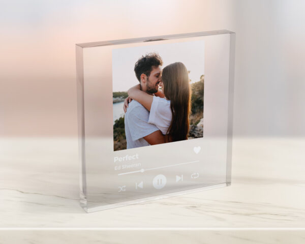 Peronalised Acrylic Block. Customisable with own photo and Favourite song
