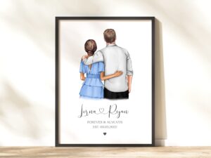 Personalised couple print with male and female couple