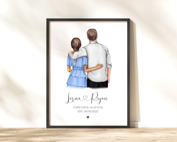 Personalised couple print with male and female couple