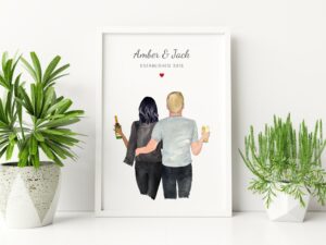 Personalised Gift for Couples. Personalised Couple Image with choices of Married, Engaged or established date
