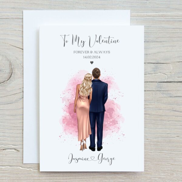 Personalised Valentines Day Card with couple on front