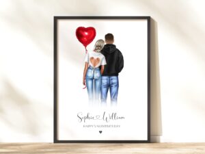Personalised Valentines Day Gift, Couple Print For Valentines Day