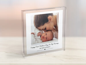 Personalised New Mummy Gift For Mother's Day. Acrylic Photo Block from new baby. New Born Baby Gift