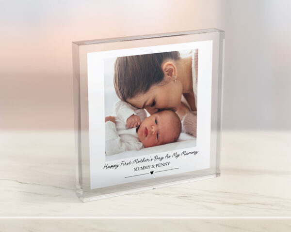 Personalised New Mummy Gift For Mother's Day. Acrylic Photo Block from new baby. New Born Baby Gift