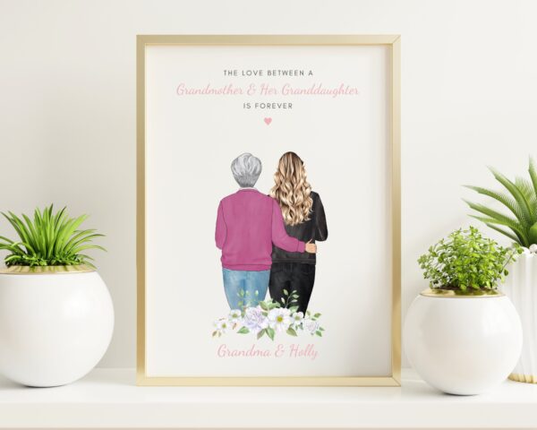 Personalised Gift For Grandma, Grandmother and Granddaughter Print
