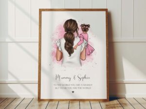 Personalised Gift For Mum from Child. Mum carrying Child Print