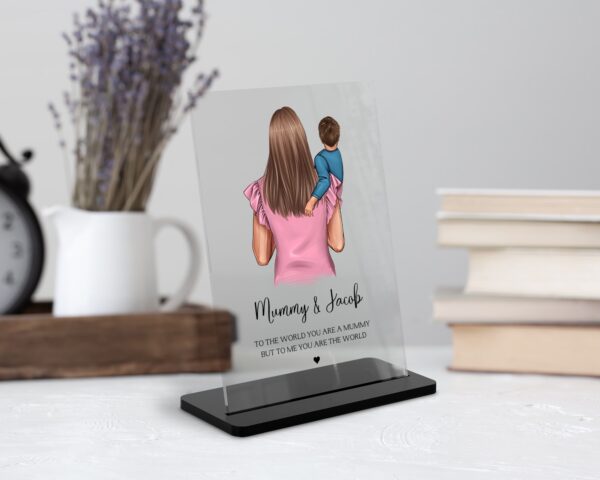 Personalised Acrylic Plaque with Mum and Son