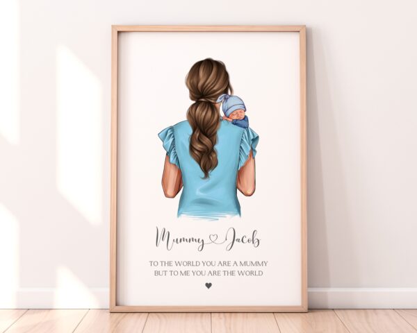 Personalised Print For New Mummy. Mum Carrying Baby Print. Mothers Day GIft For New Mum