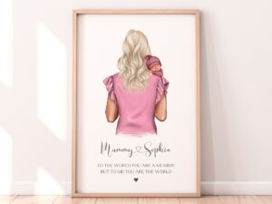 Personalised Print For New Mummy. Mum Carrying Baby Print. Mothers Day GIft For New Mum