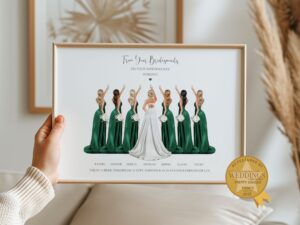 Personalised Print With Bride and Her Bridesmaids