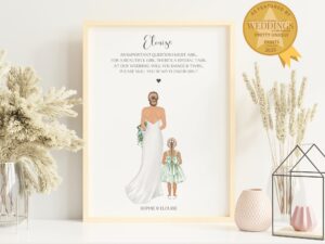 Flower Girl Proposal Print Featuring the bride and her flower girl with poem asking her to be her flower girl