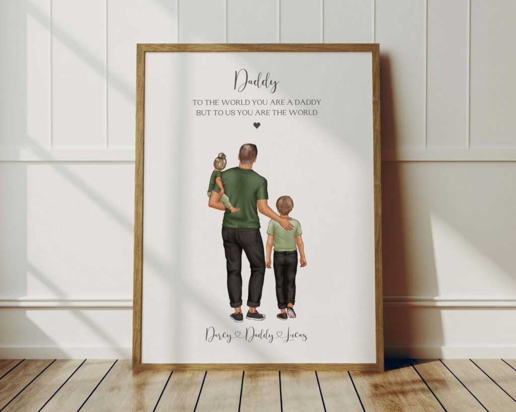 Personalised Dad Gift From The Kids, Personalised Print with baby, dad and child