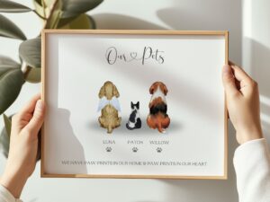 Personalised Print with family pets on. Choose quote and pets to match yours