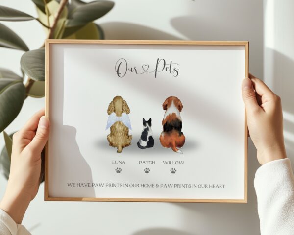 Personalised Print with family pets on. Choose quote and pets to match yours
