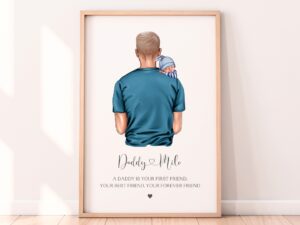 Personalised First Father's Day Gift, New Baby with Dad Print