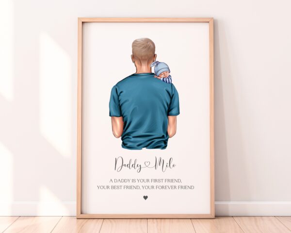 Personalised First Father's Day Gift, New Baby with Dad Print