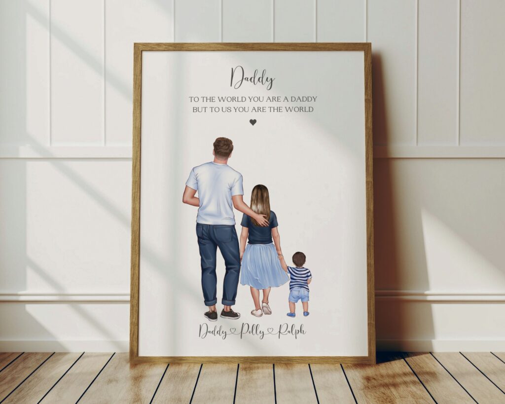 Personalised Print For Daddy. Features Dad, Child and Toddler