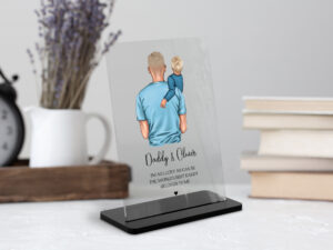 Personalised Acrylic Plaque With Dad and Son. Fathers Day Gift