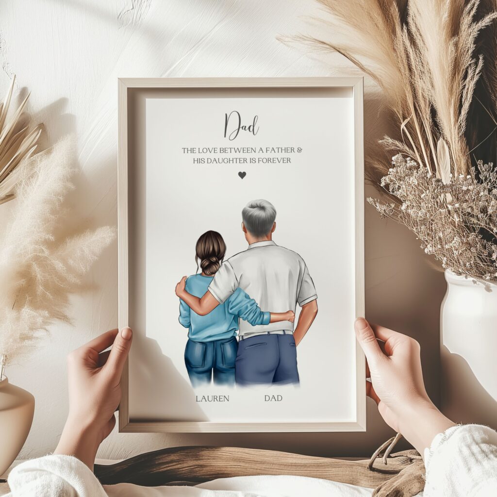 Personalised Gift For Dad From Daughter. Print with Dad and Daughter.
