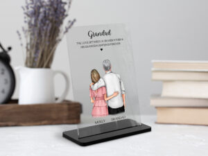 Grandfather and Granddaughter Acrylic Plaque. Personalised Grandad Gift
