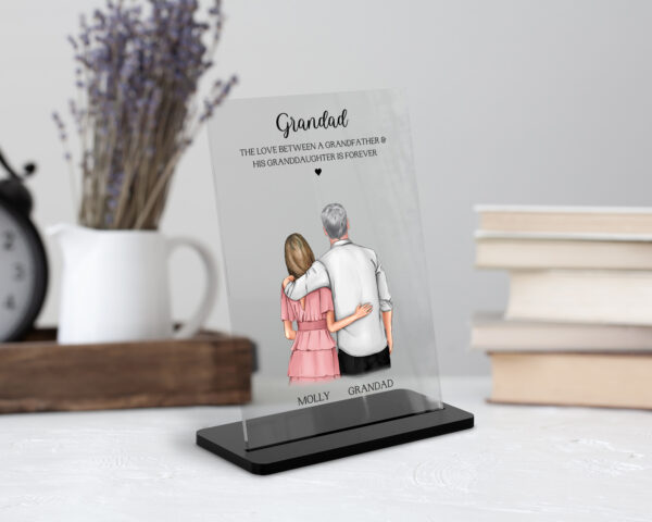Grandfather and Granddaughter Acrylic Plaque. Personalised Grandad Gift
